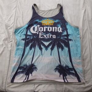 Corona Extra Tropical Scene Tank Top Size Large Mens Beach Swimming